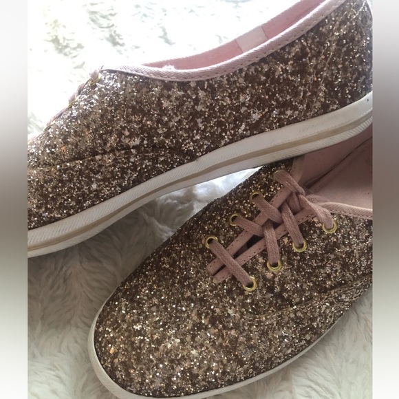 Kate spade rose gold glitter KEDS !  Pink laces 9.5M  time to sparkle! - Picture 11 of 11